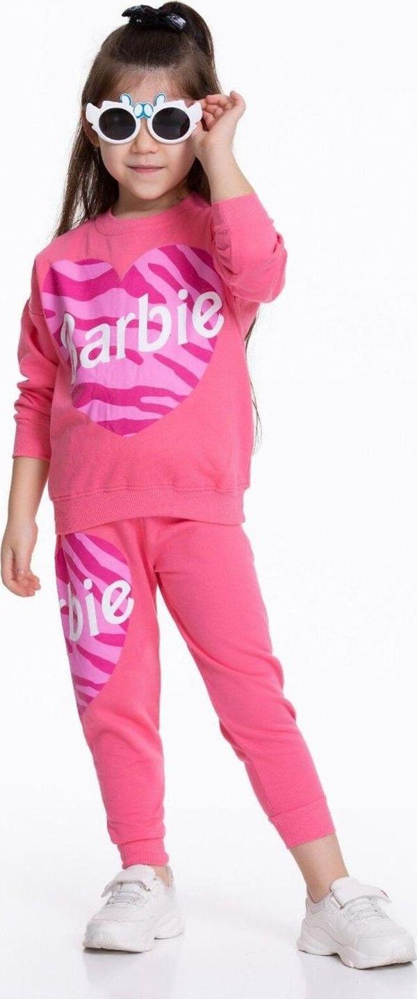 Extra Çarşı Kız Çocuk Barbie Çiçek Baskılı Bisiklet Yaka Eşofman Takımı 2/8 Yaş - Image 1