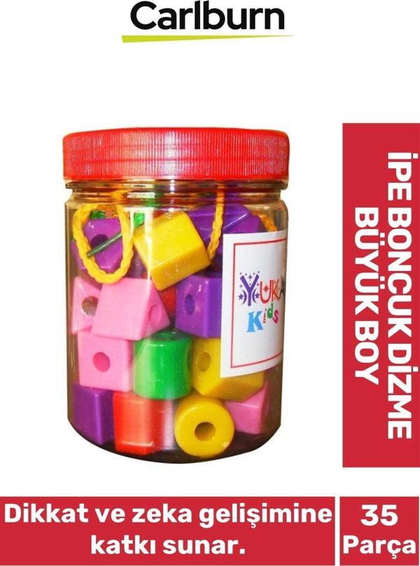 Zeka Eğitici Görsel Algı Dikkat Geliştirici Psikomotor Şekil Renk Uzamsal Büyük Boy İpe Boncuk Dizme - Image 1