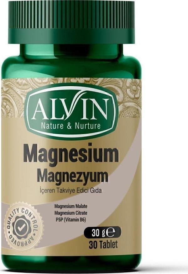 Alvin Magnezyum Malat Magnezyum Sitrat Ve Vitamin B6 Içeren Takviye Edici Gıda 30 Tablet - Image 1