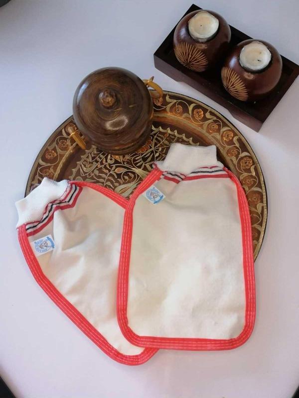 Eker Kırmızı Biyeli Hızlıgiy Kese Seti-2 Adet Kese-Lastikli Kese-Banyo Ve Duş Kesesi-Standart Kese - Image 1