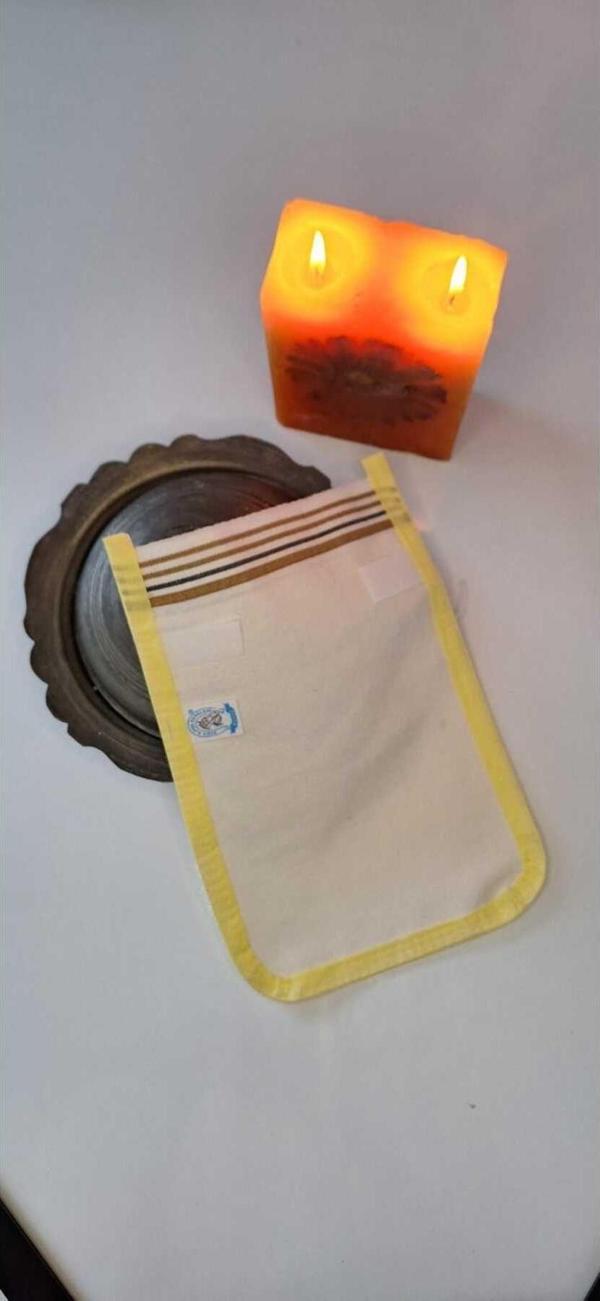 Eker Konfor Sarı Biyeli Cırtlı Kese-Cırt Cırt Yapı-Banyo Ve Duş Kesesi-Doğal Özel Dokuma - Image 1
