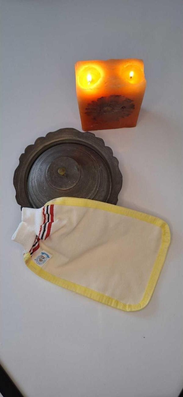 Eker Sarı Biyeli Hızlıgiy Kese-Banyo Ve Duş Kesesi-Lastikli Kese-Doğal Özel Dokuma-Standart Kese - Image 1