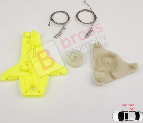 VW Passat B6 3C2 3C5 B7 362 365 2010-2015 4/5 Kapı 3C4839756 İçin Arka Sağ Kapı Cam Tamir Seti	 - Image 1
