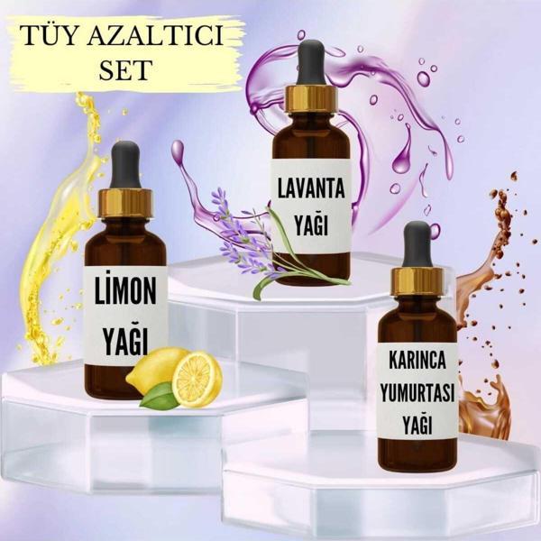 Çare Burada Tüy Azaltıcı Set Limon Yağı 20 Ml + Lavanta Yağı 20 Ml + Karınca Yumurtası Yağı 20 Ml - Image 1