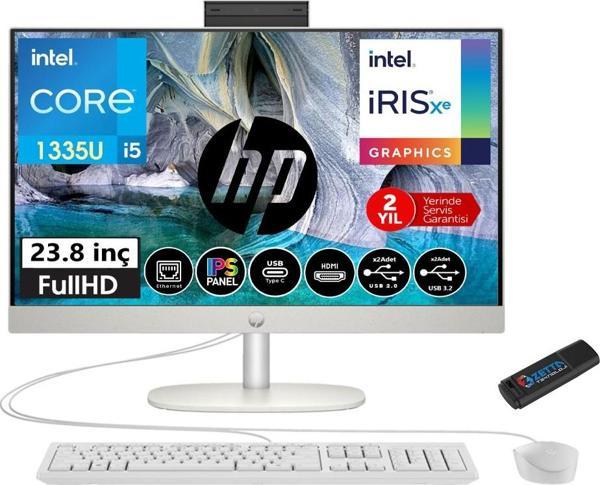 Hp Proone 240 G10 Intel Core I5 1335U 16GB Ram 512GB SSD 23.8 Fhd IPS Freedos Beyaz All In One Bilgisayar 6623Z2ET02 + Zetta USB Bellek - Image 1