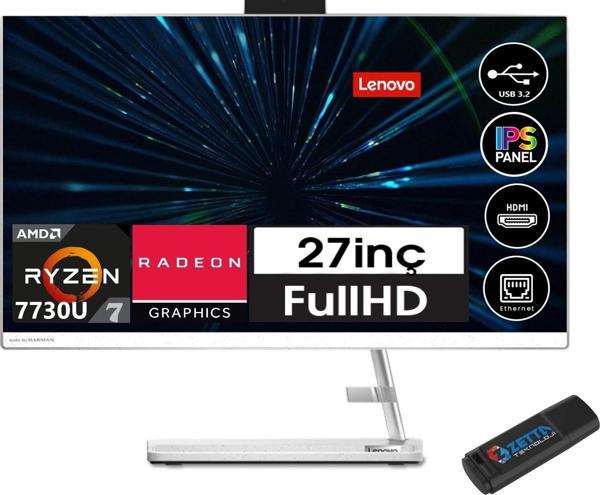 Lenovo Ideacentre Aıo 3 27ALC6 Amd Ryzen™ 7 7730U 32GB 1tb SSD 27" WINDOWS11PRO Aıo Masaüstü Bilgisayar FF0FY00HRTX43 + Zetta USB Bellek - Image 1