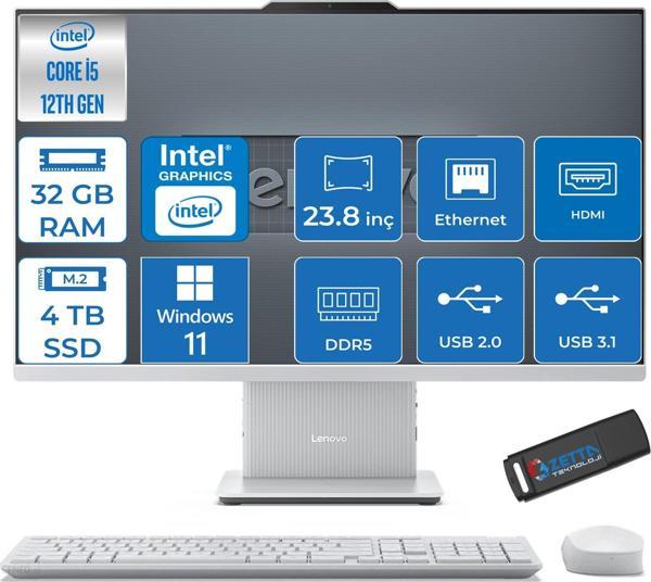 Lenovo Ideacentre Aıo 24IRH9 Intel Core I3-1315U 32GB Ddr5 4tb SSD 23.8" W11PRO F0HN0052TRWP10 + Zetta USB Bellek - Image 1