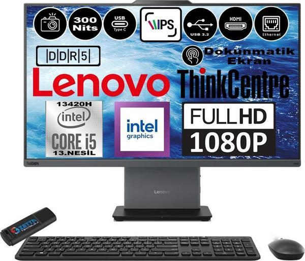 Lenovo Thinkcentre Neo 27 50A Gen5 Intel Core I5 13420H 96GB Ddr5 2tb SSD Freedos Intel® UHD Graphics 27" Dokunmatık Fhd All In One Bilgisayar 12SA0014TRF19 + Zetta Flash Bellek - Image 1