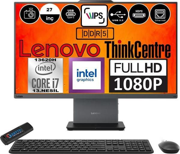 Lenovo Thinkcentre Neo 27 50A Gen5 Intel Core I7 13620H 64GB Ddr5 512GB SSD Freedos Intel® UHD Graphics 27" Fhd All In One Bilgisayar 12SA000RTRF12 + Zetta Flash Bellek - Image 1