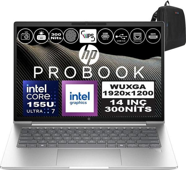 Hp Probook 440 G11 Intel Core Ultra 7 155U Ddr5 24GB 4tb SSD Intel® Aı Boost 14" Wuxga IPS Windows 11 Pro Taşınabilir Bilgisayar A22YSEAP08 + Zetta Çanta - Image 1