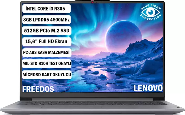 Lenovo Ideapad Slim 3 Intel Core i3 N305 8GB 512GB SSD Freedos 15.6" FHD 82XB00B4TX - Image 1