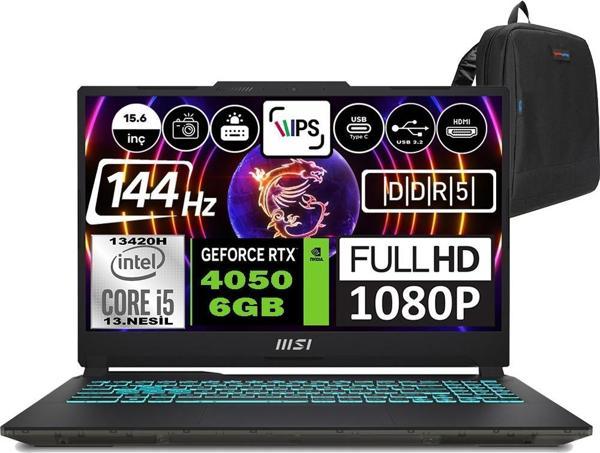 Msı Cyborg 15 Intel Core I5 13420H 64GB 4tb SSD RTX4050 6gb Windows 11 Pro 15.6" Fhd 144Hz Taşınabilir Bilgisayar A13VE1478XTRWP12 + Zetta Çanta - Image 1