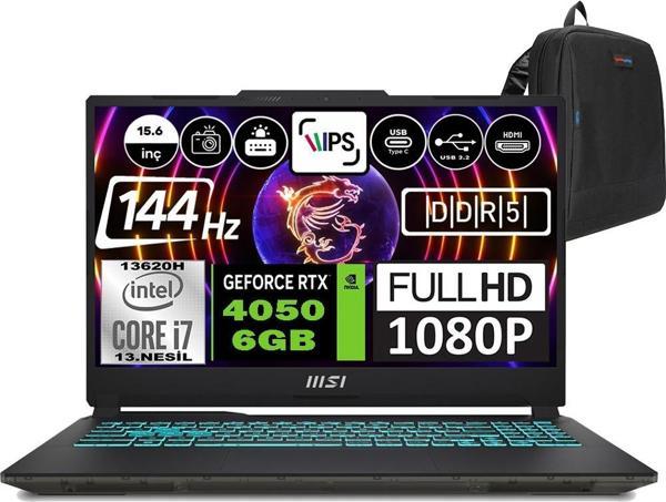 Msı Cyborg 15 Intel Core I7 13620H 32GB 2tb SSD RTX4050 6gb Freedos 15.6" Fhd 144Hz Taşınabilir Bilgisayar A13VE1479XTRWF07 + Zetta Çanta - Image 1
