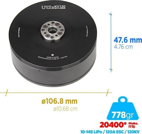 T-Motor U Power Type U12II 120KV Brushless Fırçasız Motor UAV Multikopter Multi-rotor Quadcopter Hexacopter Drone Motoru - Image 1