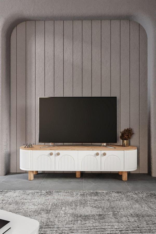 Vns Modüler Mebran Kapak. Duru  Tv Sehpas180 Cm Perast Oval Tv Ünitesi - Image 1