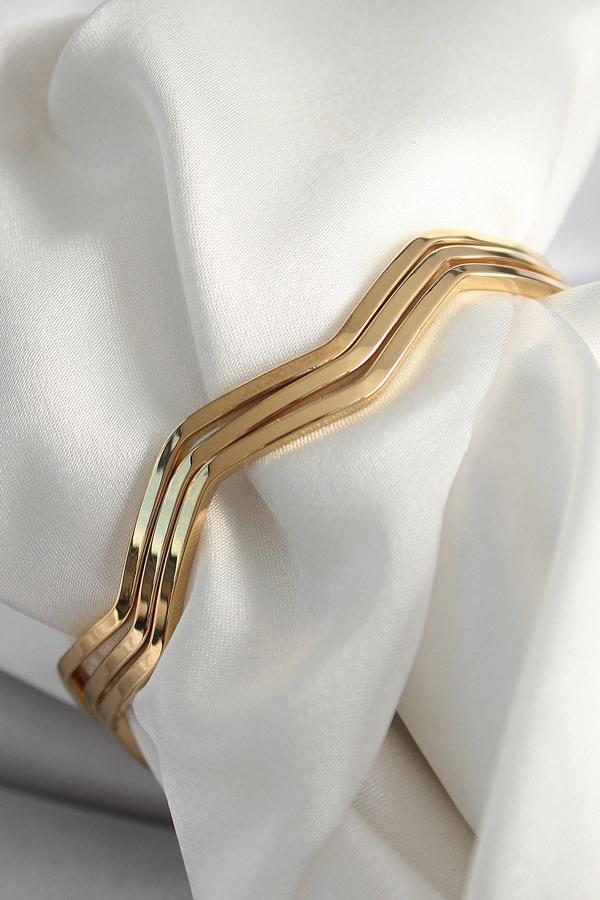 316L Çelik Gold renk Zikzak Model Ajda Bileklik - TJ-BB6485 - Image 1