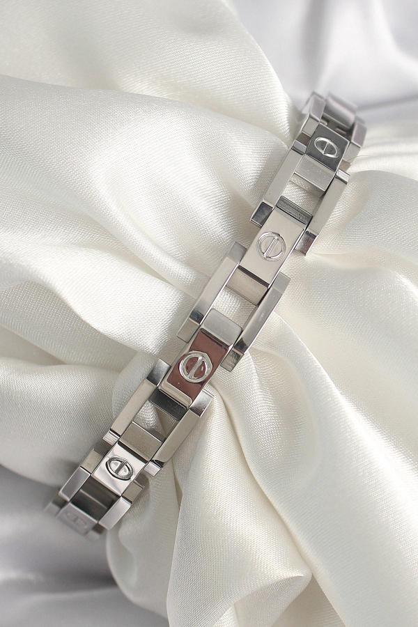 316L Çelik Gümüş Renk Unisex Bileklik - TJ-BB6498 - Image 1