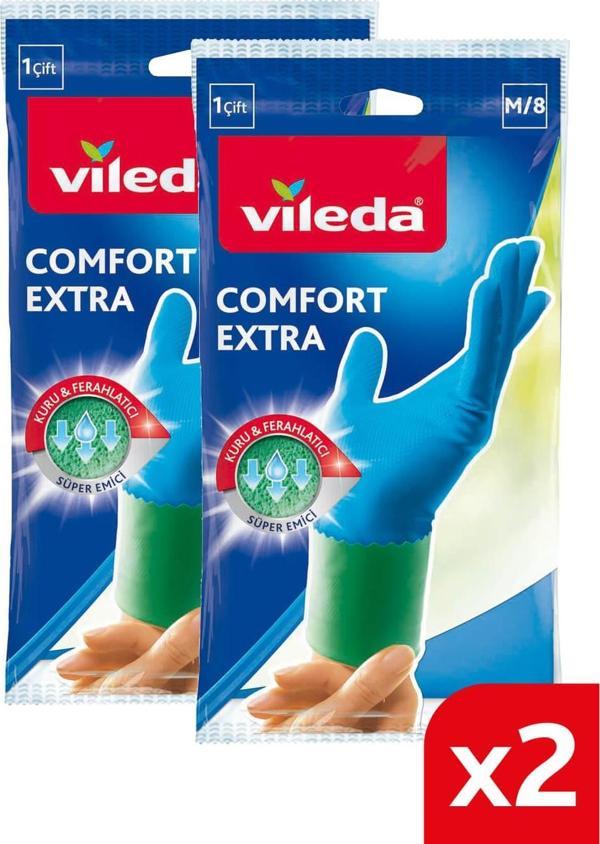 Vileda 2 Paket Comfort Extra Orta Boy Bulaşık Eldiveni - Image 1