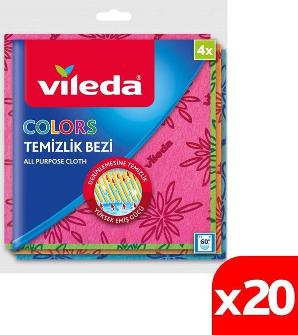 Vileda 20 Paket 4 lü Colors Renkli Mutfak Bezi - Image 1