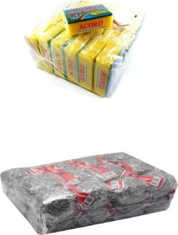 Acord Bulaşık Süngeri 24'Lü & Bulaşık Teli 10'Lu - Image 1