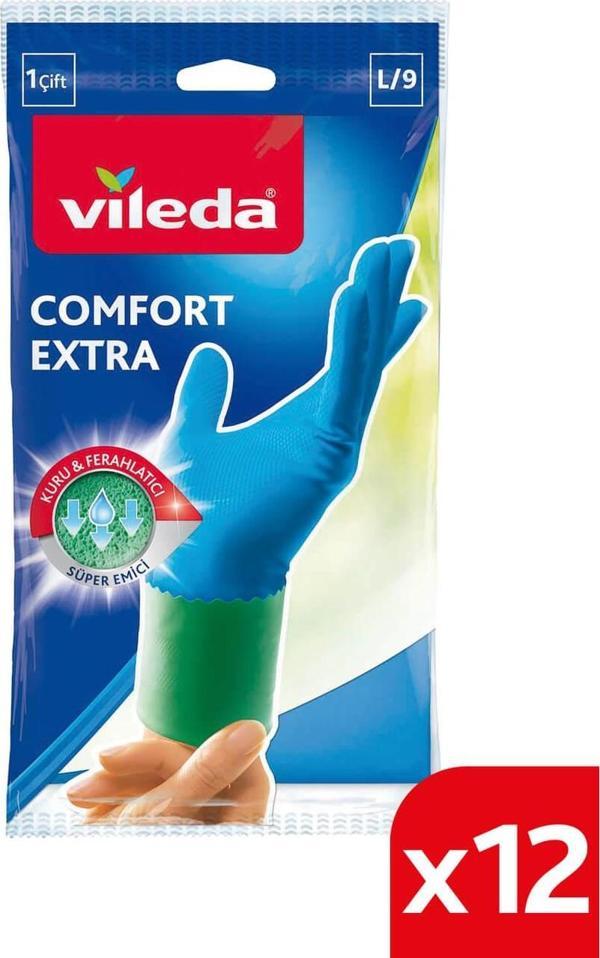 Vileda 12 Paket Comfort Extra Büyük Boy Bulaşık Eldiveni - Image 1