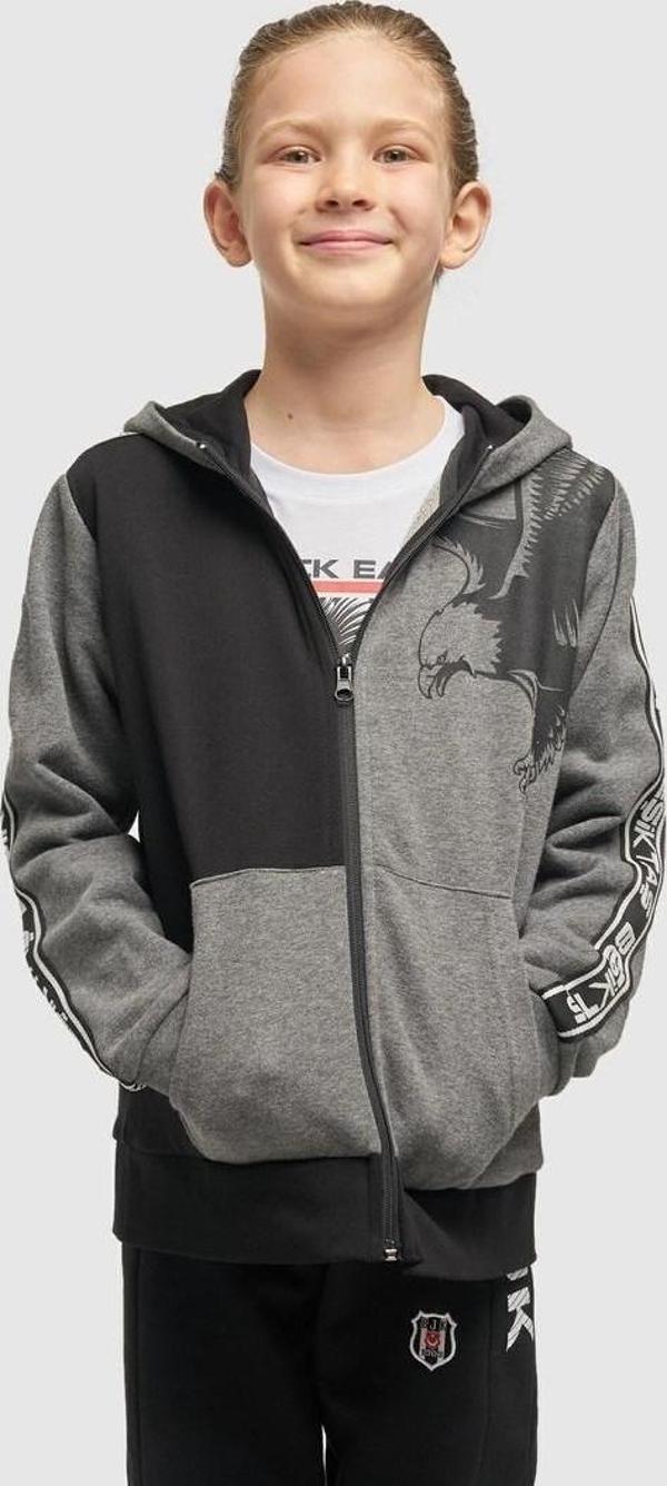 Beşiktaş Orijinal Lisanslı Kartal Baskılı Kapüşonlu Çocuk Sweat - Image 1