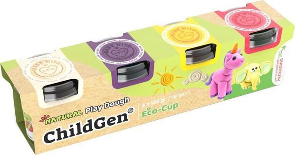 ChildGen Play Dough 4lü Oyun Hanumur 125 gr Beyaz-Pembe-Sarı-Mor - Image 1