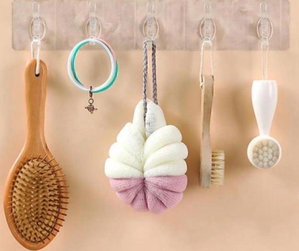 5'li Kendinden Yapışkanlı Güçlü Şeffaf Askılık - Kapı Arkası Mutfak Duvar Banyo Askı - Image 1