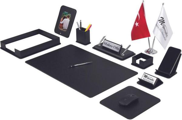Makro Ofis Dora Sümen Takımı 12 parça Siyah Full Set (Gold Aksesuarlı) - Image 1