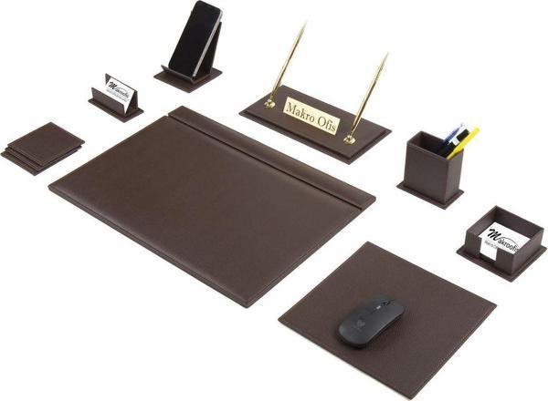 Makro Ofis G101 Deri Sümen Takımı 10 Parça Kahve - Image 1