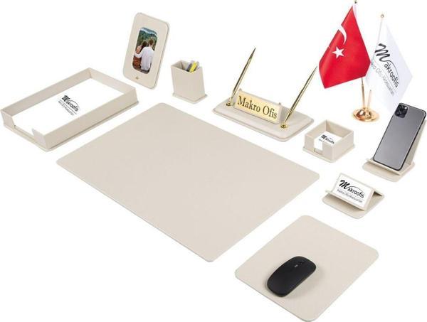 Makro Ofis Dora Sümen Takımı 12 parça Krem Full Set - Image 1