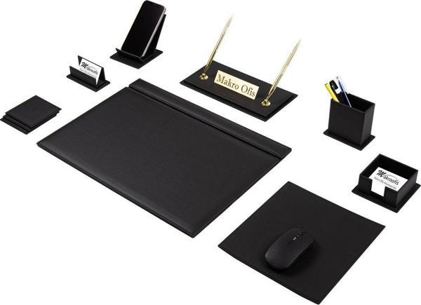 Makro Ofis G101 Deri Sümen Takımı 10 Parça Siyah - Image 1