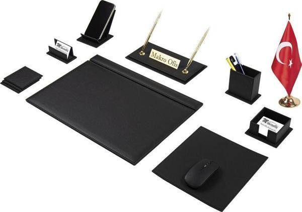 Makro Ofis G101 Deri Sümen Takımı 11 Parça Siyah Full Set - Image 1