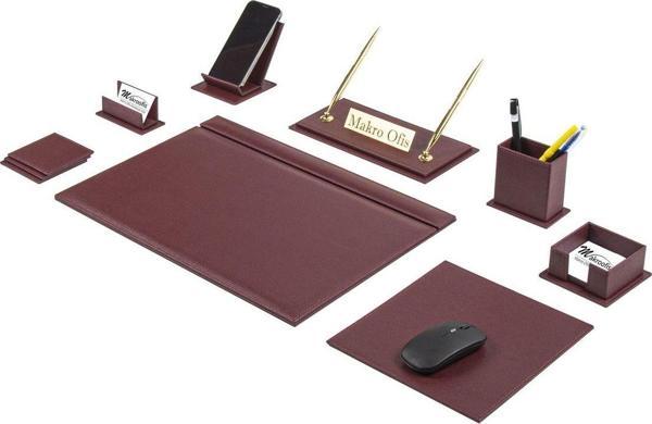 Makro Ofis G101 Deri Sümen Takımı 10 Parça Bordo - Image 1