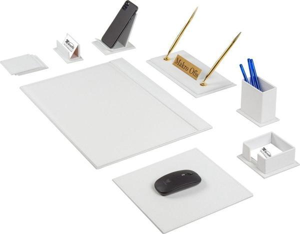 Makro Ofis G101 Deri Sümen Takımı 10 Parça Beyaz - Image 1