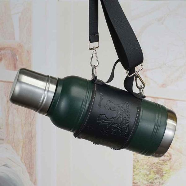 Kapris Askılı Paslanmaz Çelik Avcı Termos 1900 ML Yeşil Kap-283 - Image 1