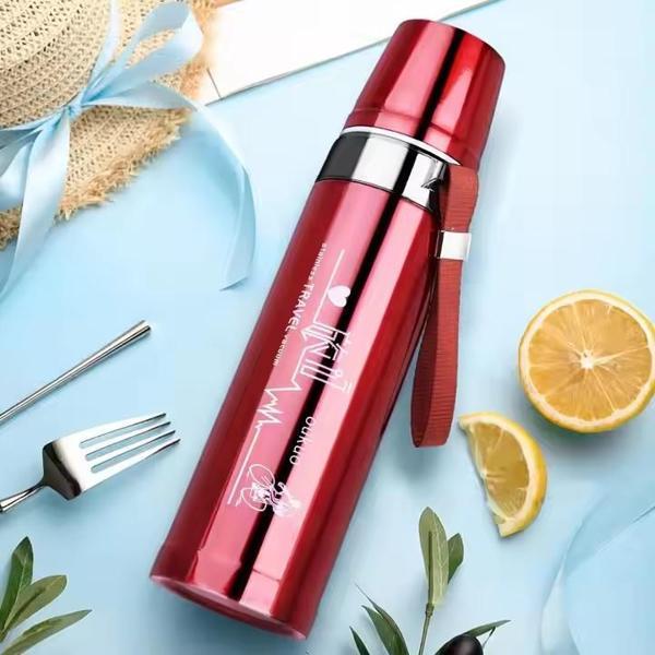 Kapris Çift Katlı Paslanmaz Çelik Termos Kırmızı 750 ml Kap-288 - Image 1