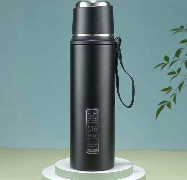 Kapris Çift Katlı Paslanmaz Çelik Termos Siyah 1 Litre Kap-294 - Image 1