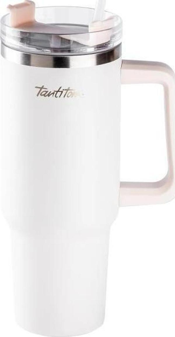 Tantitoni Move Bej Pipetli Paslanmaz Çelik Termos Bardak 1,2 Lt - Image 1