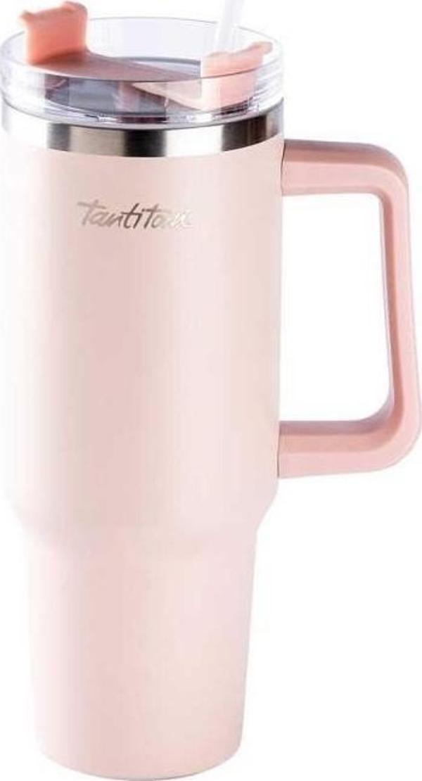 Tantitoni Move Pembe Pipetli Paslanmaz Çelik Termos Bardak 1,2 Lt - Image 1