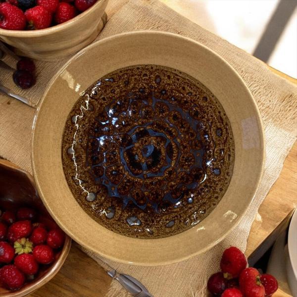 Tektava Master Chef Handmade 6lı Porselen 19 cm Çukur Yemek Tabağı - Turuncu - Image 1