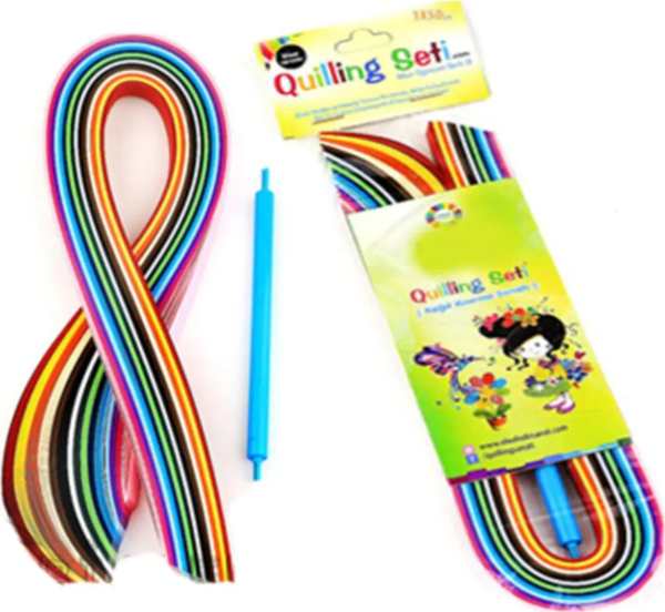 Kalın Quilling Seti, Kağıt Katlama Sanatı, Kıvırma Sanatı, Renkli Telkari 1x50 Cm - Image 1