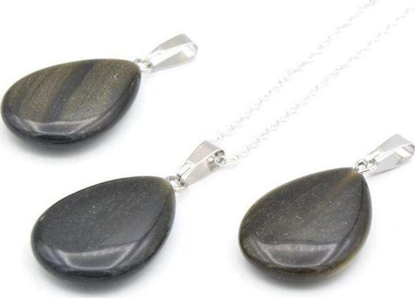 Hakiki Doğal Rainbow Obsidyen Taşı Kolye Ucu - Image 1