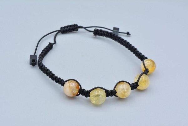 Hakiki Makrome Model Doğal Sitrin Taşı Bileklik - Image 1