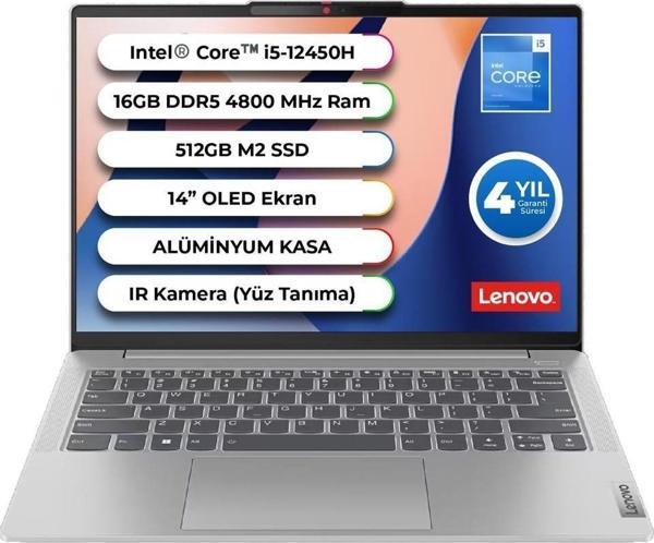 Lenovo Ideapad 5 Slim Oled Intel i5-12450H 16GB 512GB SSD 14"WUXGA Freedos 83BF0065TX - Image 1