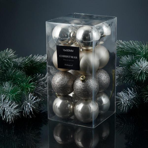 Koopman New Year 16 Parça Yılbaşı Topu Cream 40 mm - Image 1