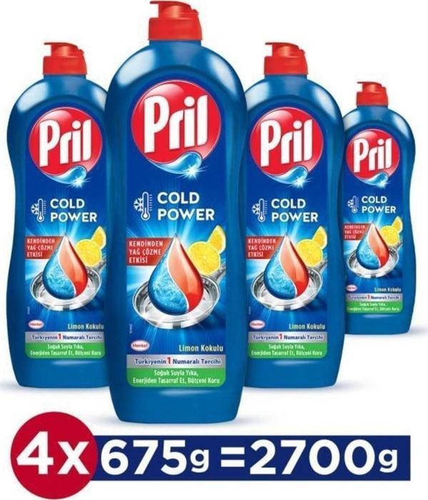 Pril Elde Yıkama Sıvı Bulaşık Deterjanı 4 x 675G 'limon 5+ Etki, Kendinden Yağ Çözme Etkisi - Image 1