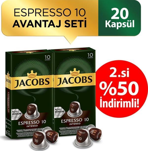 Jacobs Espresso 10 Intenso Alüminyum Kapsül Kahve 10 x 2 Adet 2.%50 İndirmli ! - Image 1