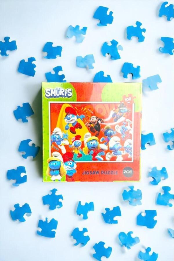 Lisanslı Şirinler 100 Parça High Quality Puzzle Eğitici Oyuncak Yapboz Yetişkin Ve Çocuklar Için - Image 1