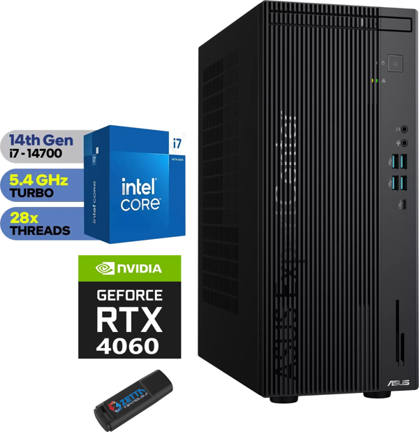 Asus D9 Expertcenter D901MDR Intel I7-14700 32GB Ddr5 1tb SSD 8GB/RTX4060 WINDOWS11PRO Masaüstübilgisayar WRTXD901MDRW08 + Zetta USB Bellek - Image 1